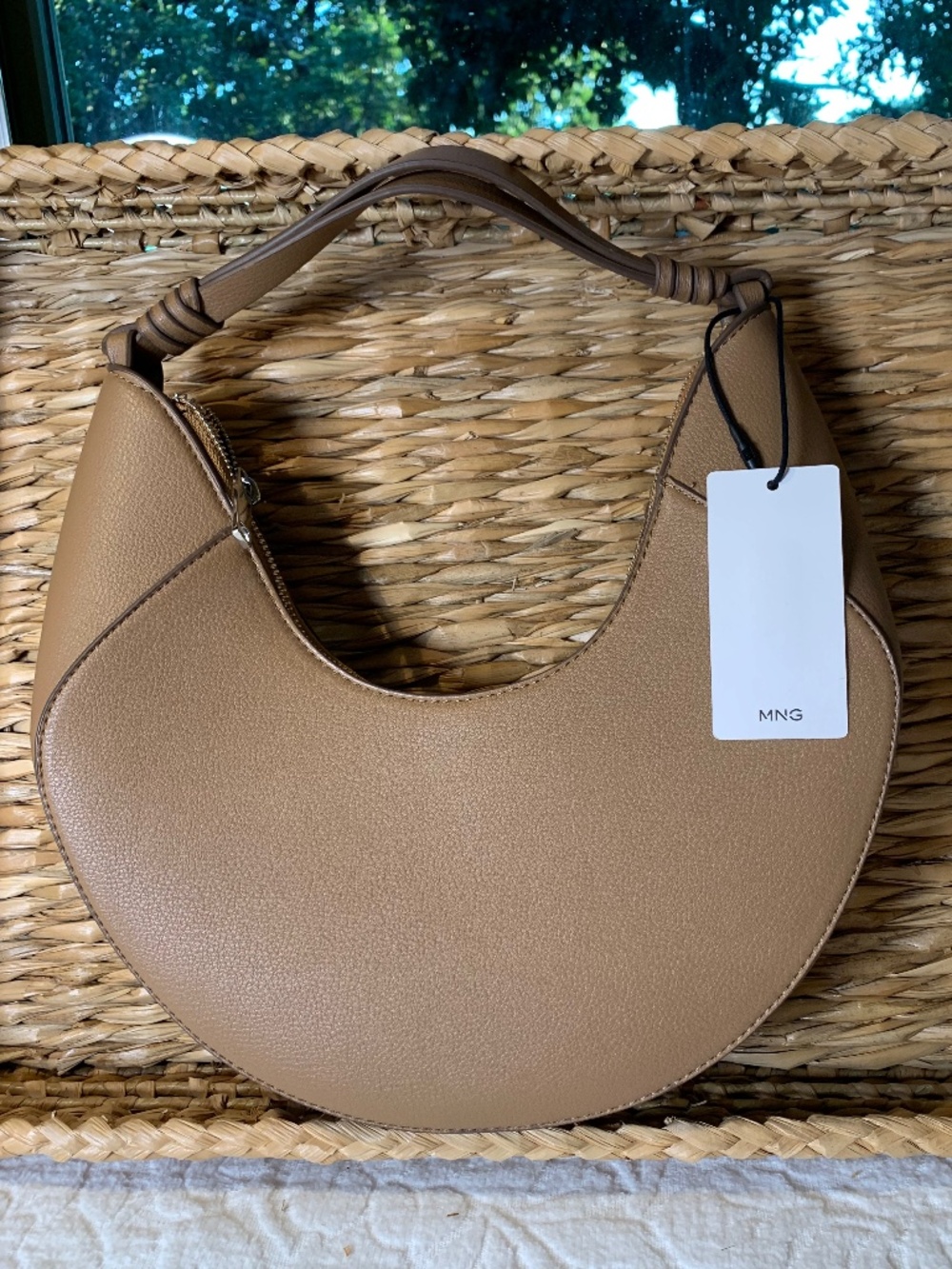 MNG brown/taupe leather handbag NWT
